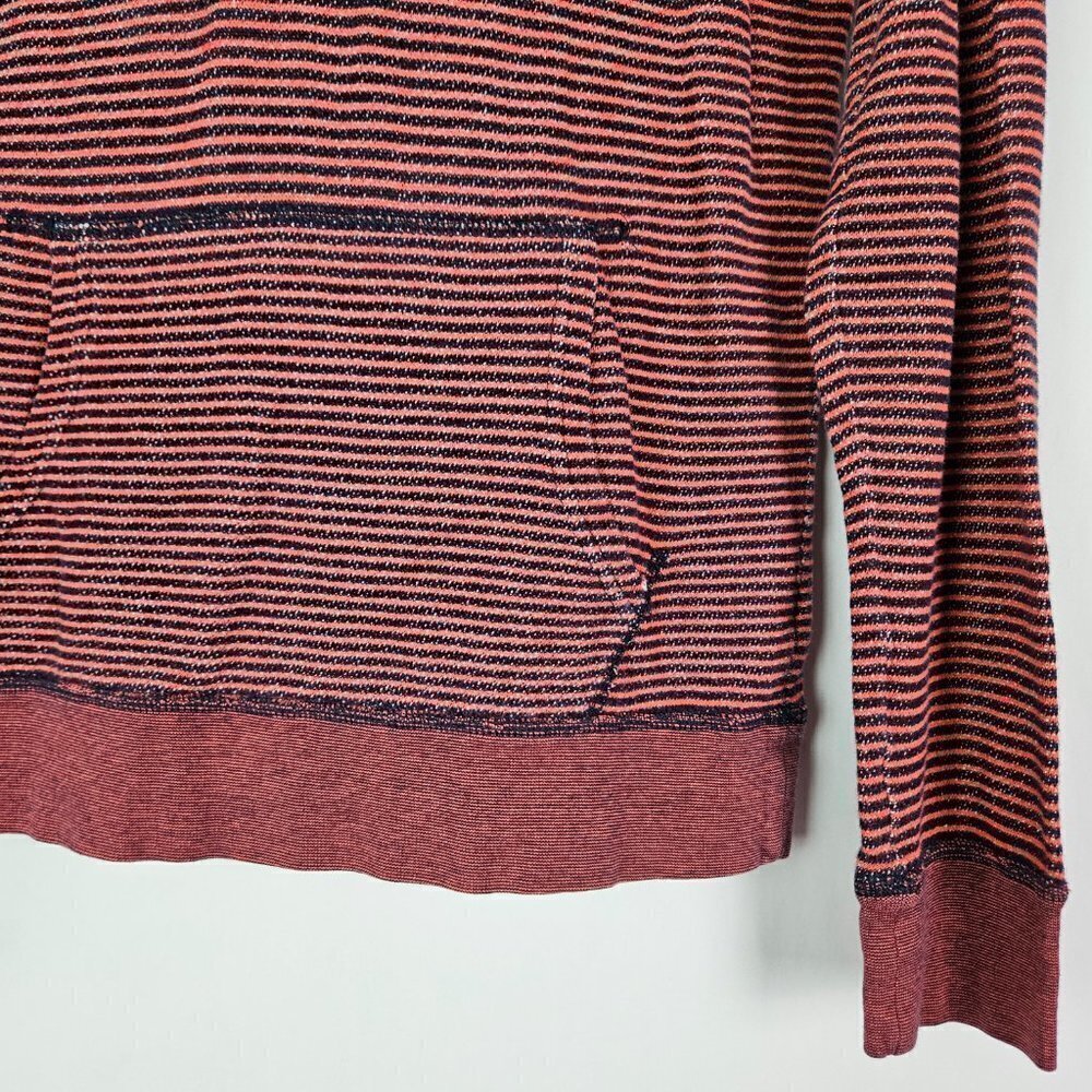 J. Crew Red/Navy Blue Stripe French Terry Pullover Hoodie Sweatshirt XS 50480 - Picture 3 of 8